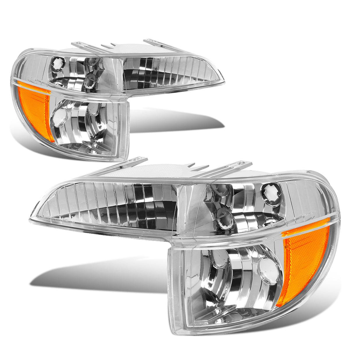 CUARTOS LUZ 95-01 FORD EXPLORER / 1997 MERCURY MOUNTAINEER - 2PC - CHROME HOUSING / AMBER CORNER