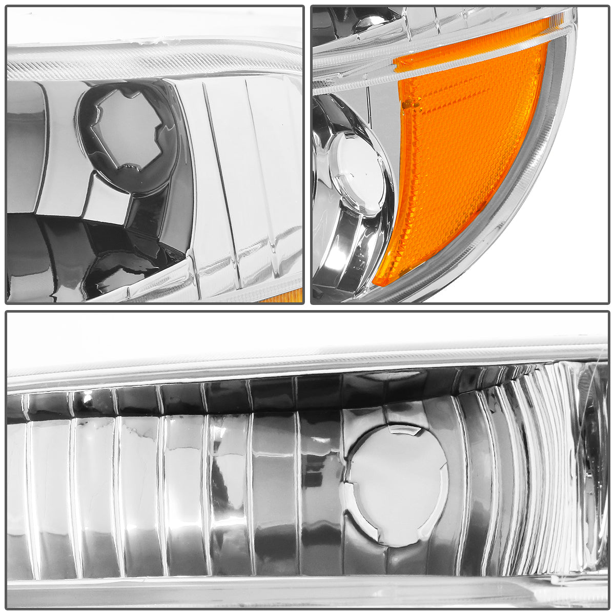 CUARTOS LUZ 95-01 FORD EXPLORER / 1997 MERCURY MOUNTAINEER - 2PC - CHROME HOUSING / AMBER CORNER