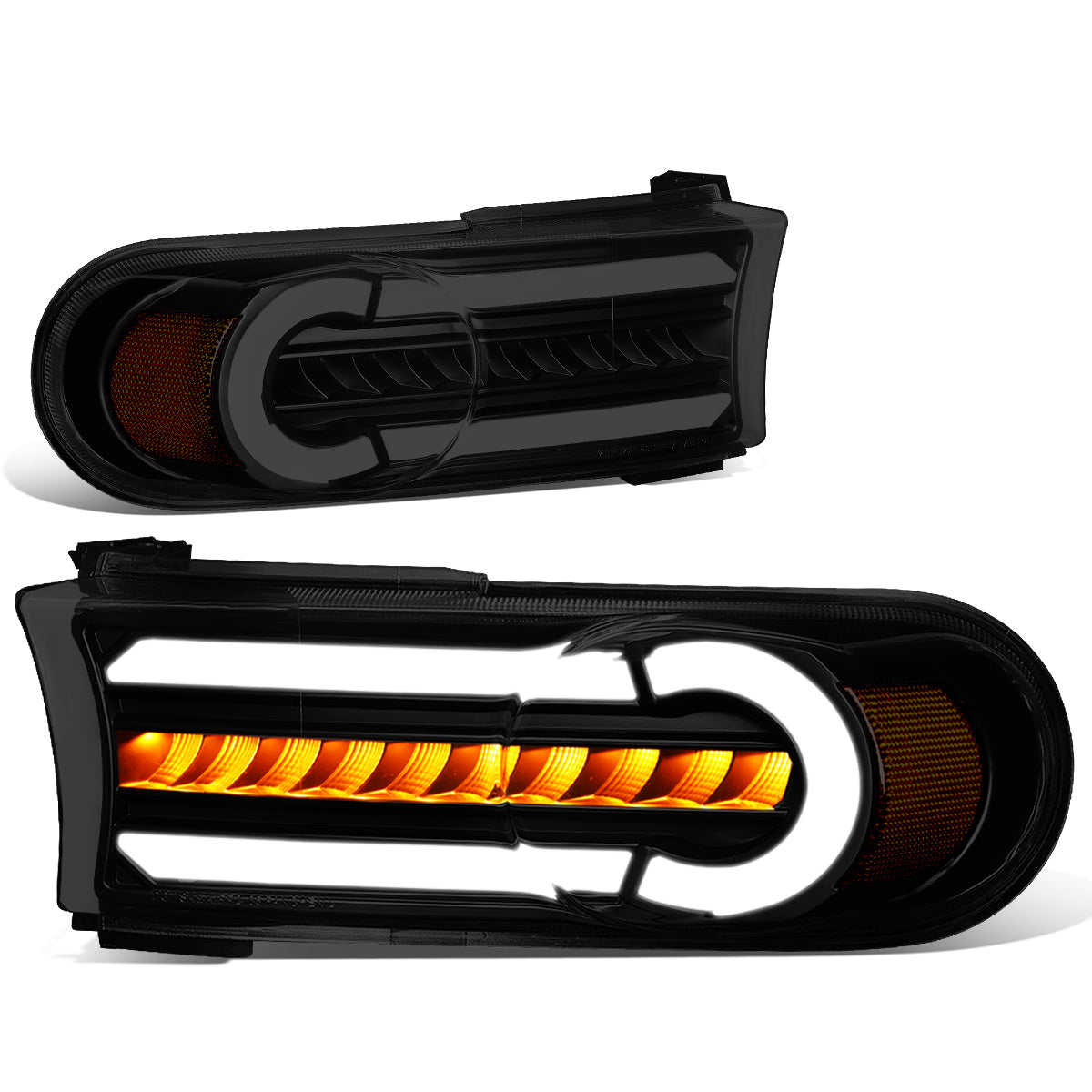 CUARTOS LUZ 07-14 TOYOTA FJ CRUISER - 3D - LED - DRL - 2PC - BLACK HOUSING / SMOKE LENS / AMBER CORNER