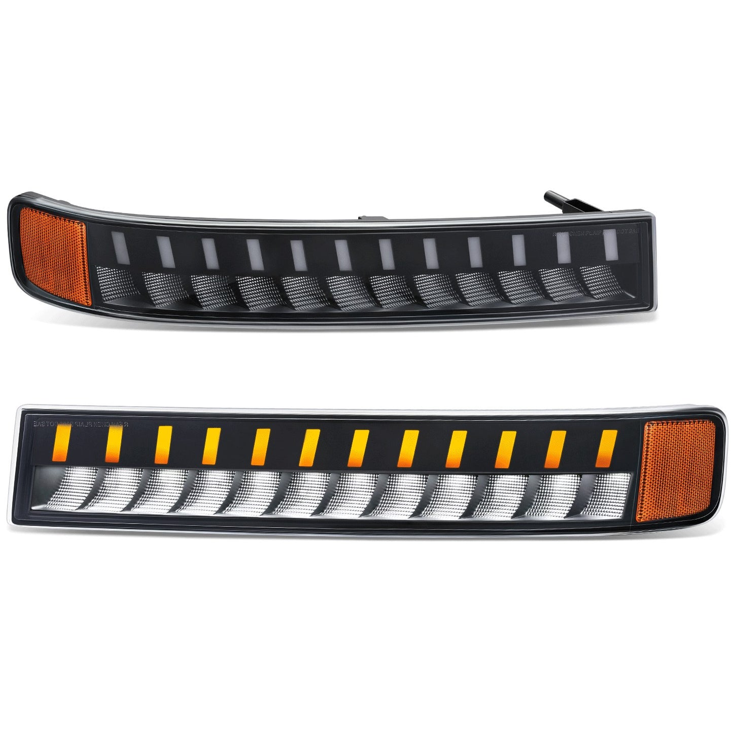 CUARTOS LUZ CHEVROLET EXPRESS 1500 2003-2014 / CHEVROLET EXPRESS 2500 2003-2023 / CHEVROLET EXPRESS 3500 2003-2023 / GMC SAVANA 1500 2003-2014 / GMC SAVANA 2500 2003-2023 / GMC SAVANA 3500 2003-2023 - FULL LED RUNNING / TURN SIGNAL LIGHT - BLACK HOUSING /