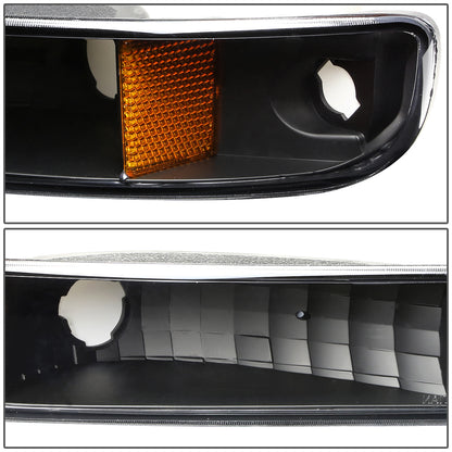 CUARTOS LUZ 99-06 GMC SIERRA 1500, 2500, 3500 AND HD MODELS / 2007 SIERRA 1500, 2500, 3500 AND HD MODELS CLASSIC ONLY / 00-06 YUKON 1500, 2500 - DOES NOT FIT C3 OR DENALI MODELS - 2PC - BLACK / AMBER CORNER