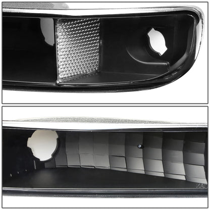 CUARTOS LUZ 99-06 GMC SIERRA 1500, 2500, 3500 AND HD MODELS / 2007 SIERRA 1500, 2500, 3500 AND HD MODELS CLASSIC ONLY / 00-06 YUKON 1500, 2500 - DOES NOT FIT C3 OR DENALI MODELS - 2PC - BLACK / CLEAR CORNER