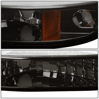 CUARTOS LUZ 99-06 GMC SIERRA 1500, 2500, 3500 AND HD MODELS / 2007 SIERRA 1500, 2500, 3500 AND HD MODELS CLASSIC ONLY / 00-06 YUKON 1500, 2500 - DOES NOT FIT C3 OR DENALI MODELS - 2PC - SMOKE / AMBER CORNER