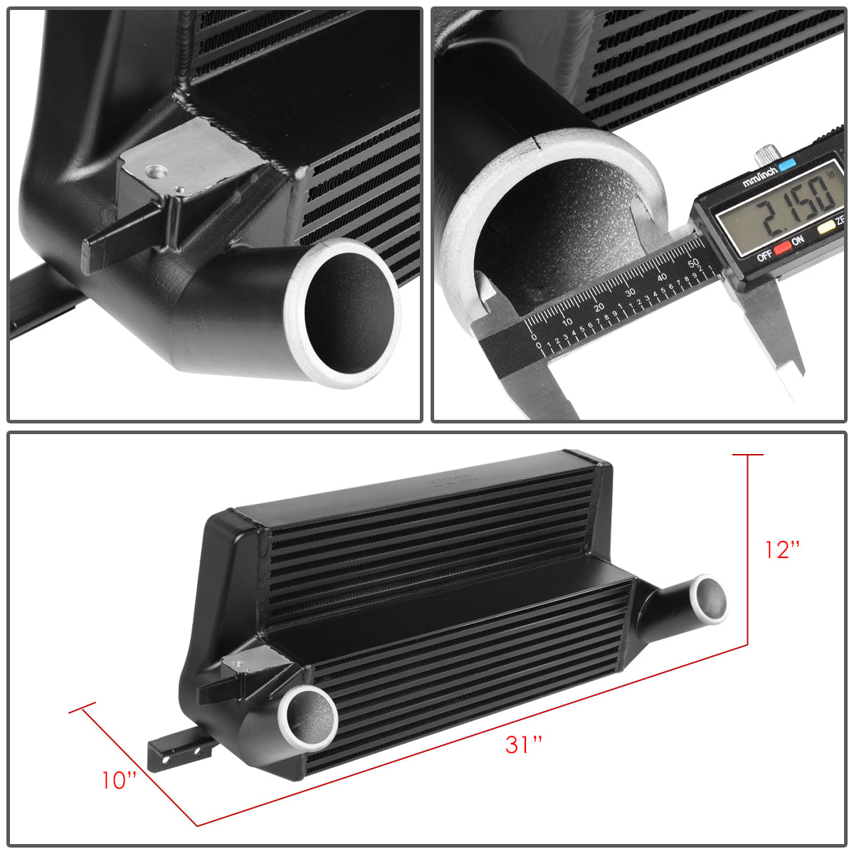 INTERCOOLER 15-19 FORD MUSTANG 2.3L ECOBOOST - FRONT MOUNT - BIG - BLACK