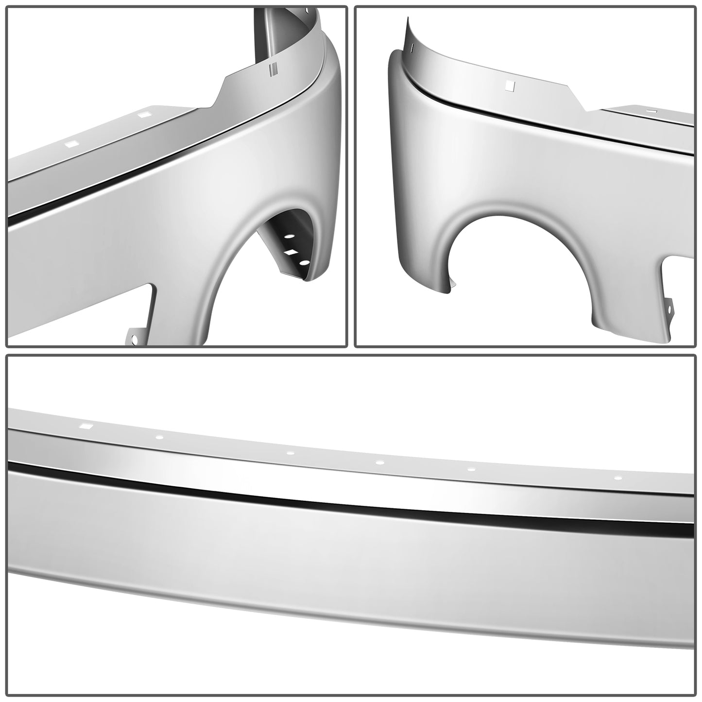 DEFENSA 07-08 GMC SIERRA 1500 / 07-08 GMC SIERRA 2500 HD / 07-08 GMC SIERRA 3500 HD, WITH FOG LIGHT; WITHOUT AIR INLET - CHROME