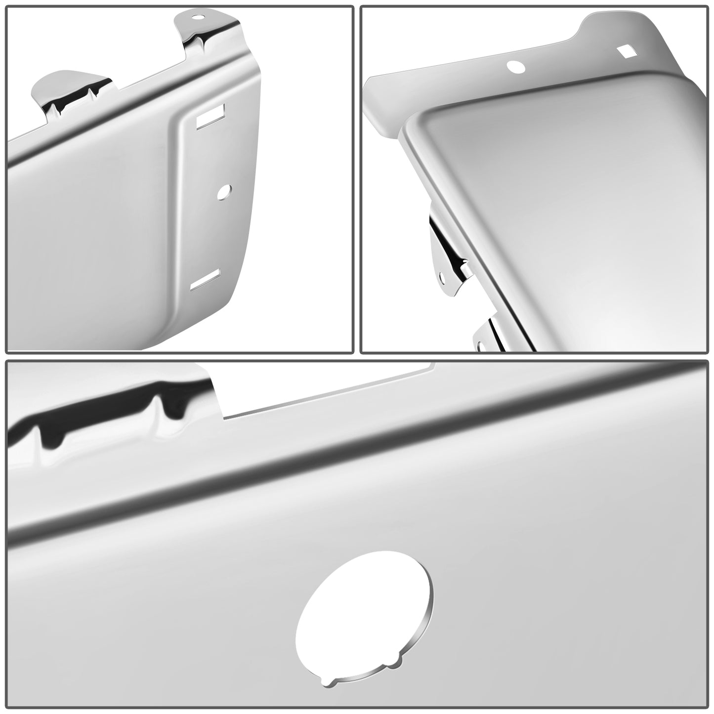 DEFENSA 07-13 CHEVROLET SILVERADO 1500 / GMC SIERRA 1500, 07-14 CHEVROLET SILVERADO 2500 HD, 3500 HD / GMC SIERRA 2500 HD 3500 HD, FITS FLEETSIDE MODELS ONLY WITH PARKING SENSOR HOLES - CHROME