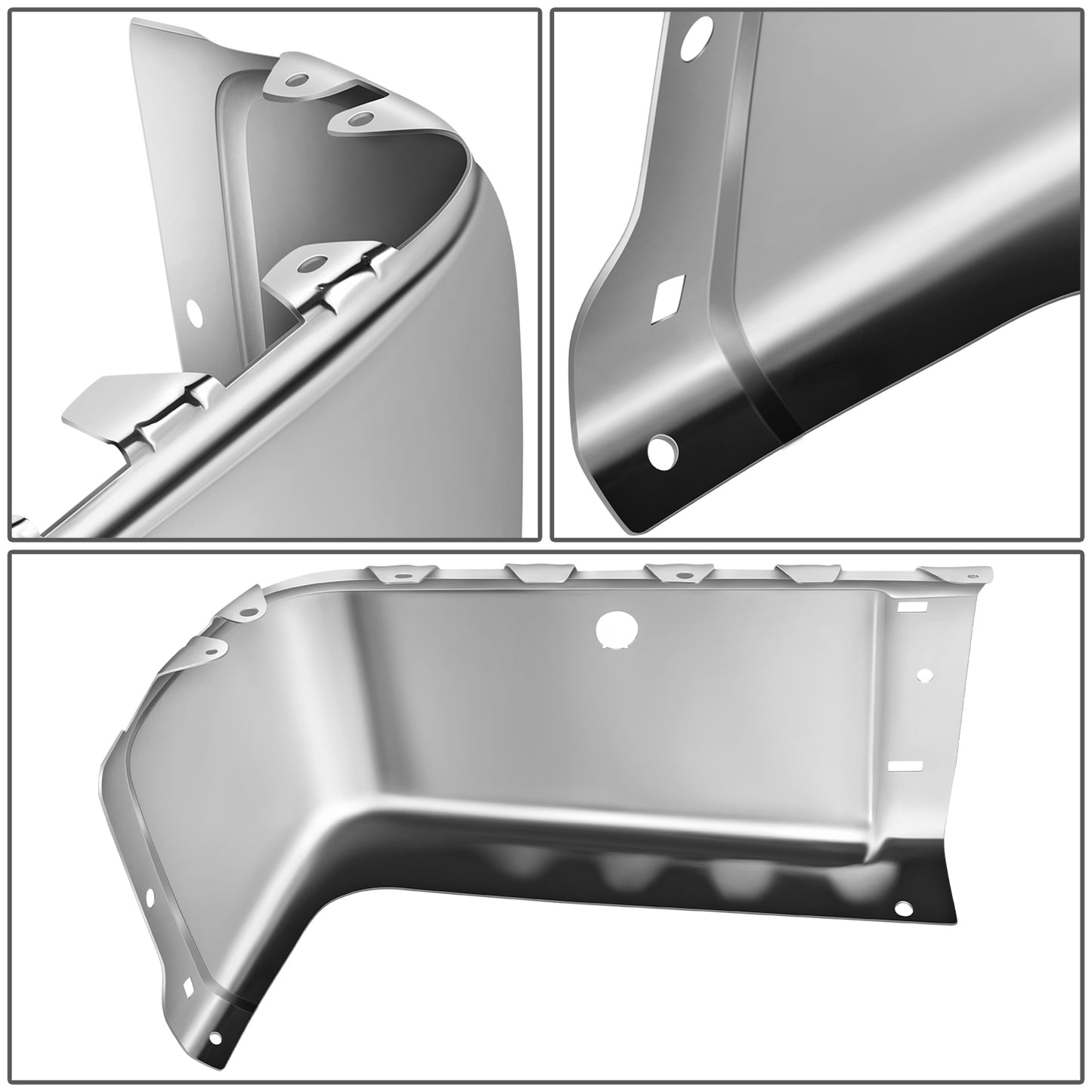 DEFENSA 07-13 CHEVROLET SILVERADO 1500 / GMC SIERRA 1500, 07-14 CHEVROLET SILVERADO 2500 HD, 3500 HD / GMC SIERRA 2500 HD 3500 HD, FITS FLEETSIDE MODELS ONLY WITH PARKING SENSOR HOLES - CHROME - RIGHT