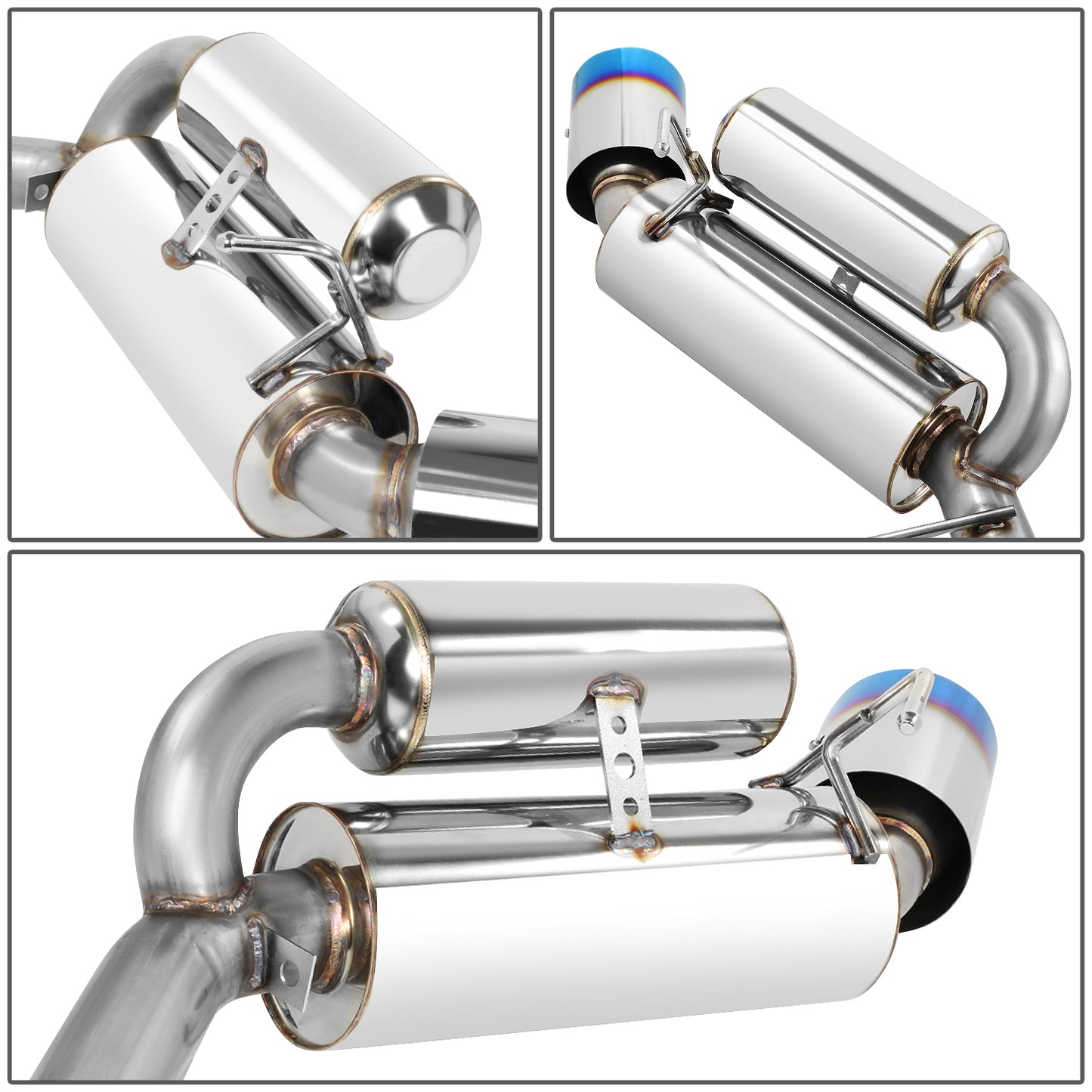 TUBERIA CATBACK AXELBACK - 03-09 NISSAN 350Z Z33/G35 V35 - DUAL BURNT TIP - STAINLESS STEEL