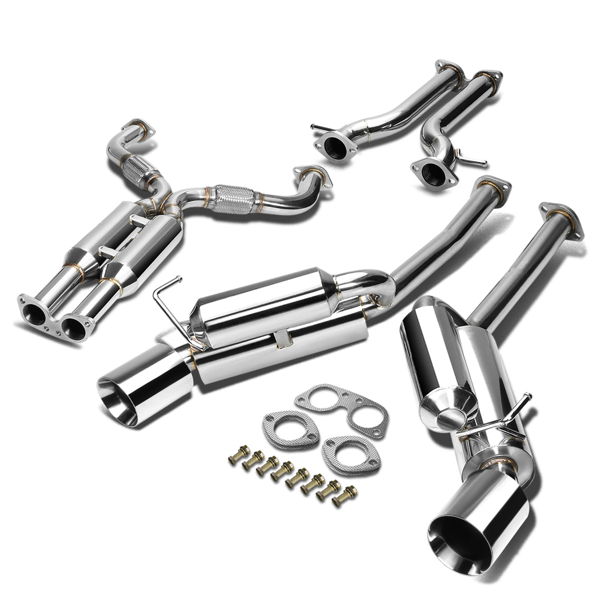 TUBERIA CATBACK CATBACK - 09-16 NISSAN 370Z - DUAL ROLLED TIP - STAINLESS STEEL