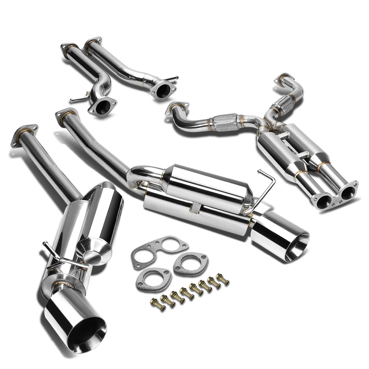 TUBERIA CATBACK CATBACK - 09-16 NISSAN 370Z - DUAL ROLLED TIP - STAINLESS STEEL