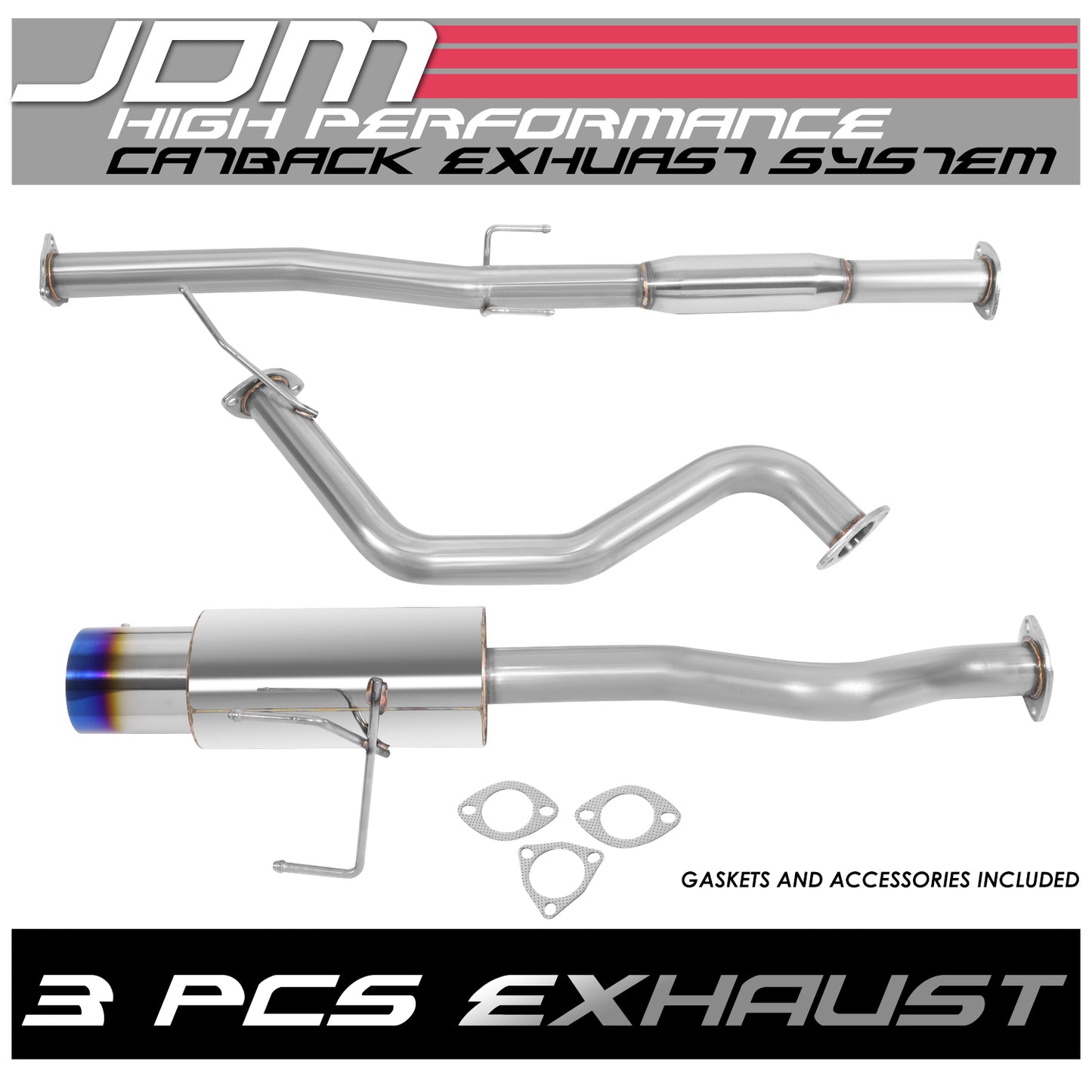 TUBERIA CATBACK CATBACK - 94-01 ACURA INTEGRA 2DOOR GSR - SINGLE BURNT TIP - STAINLESS STEEL