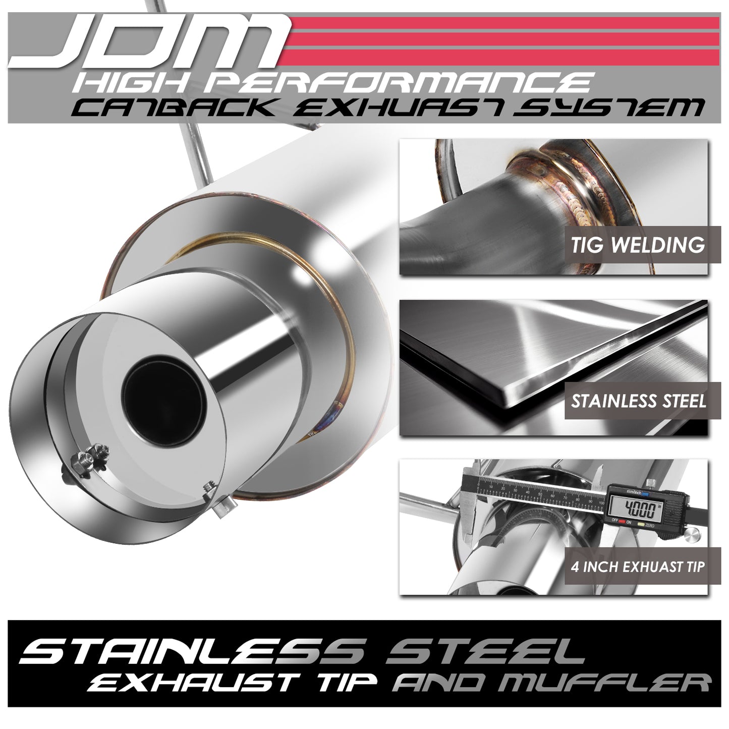 TUBERIA CATBACK CATBACK - 02-06 ACURA RSX NON-S SYSTEM - SINGLE TIP - STAINLESS STEEL