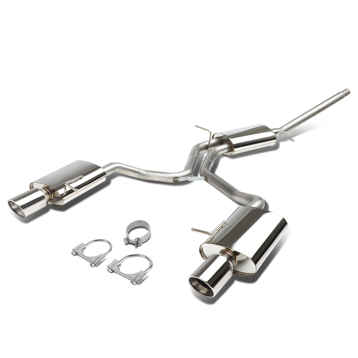 TUBERIA CATBACK CATBACK - 06-09 AUDI A4 SEDAN / COUPE 2.0L TURBO FWD - DOUBLE ROLLED TIP - STAINLESS STEEL