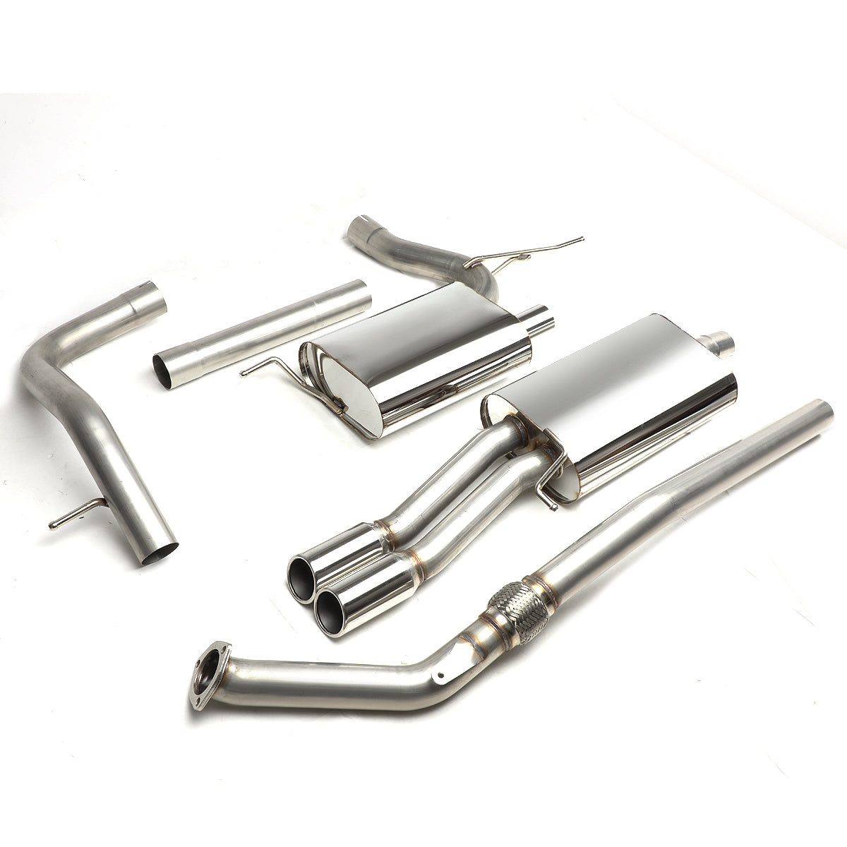 TUBERIA CATBACK CATBACK - 97-01 AUDI A4 SEDAN / WAGON 1.8L TURBO FWD - DOUBLE ROLLED TIP - STAINLESS STEEL