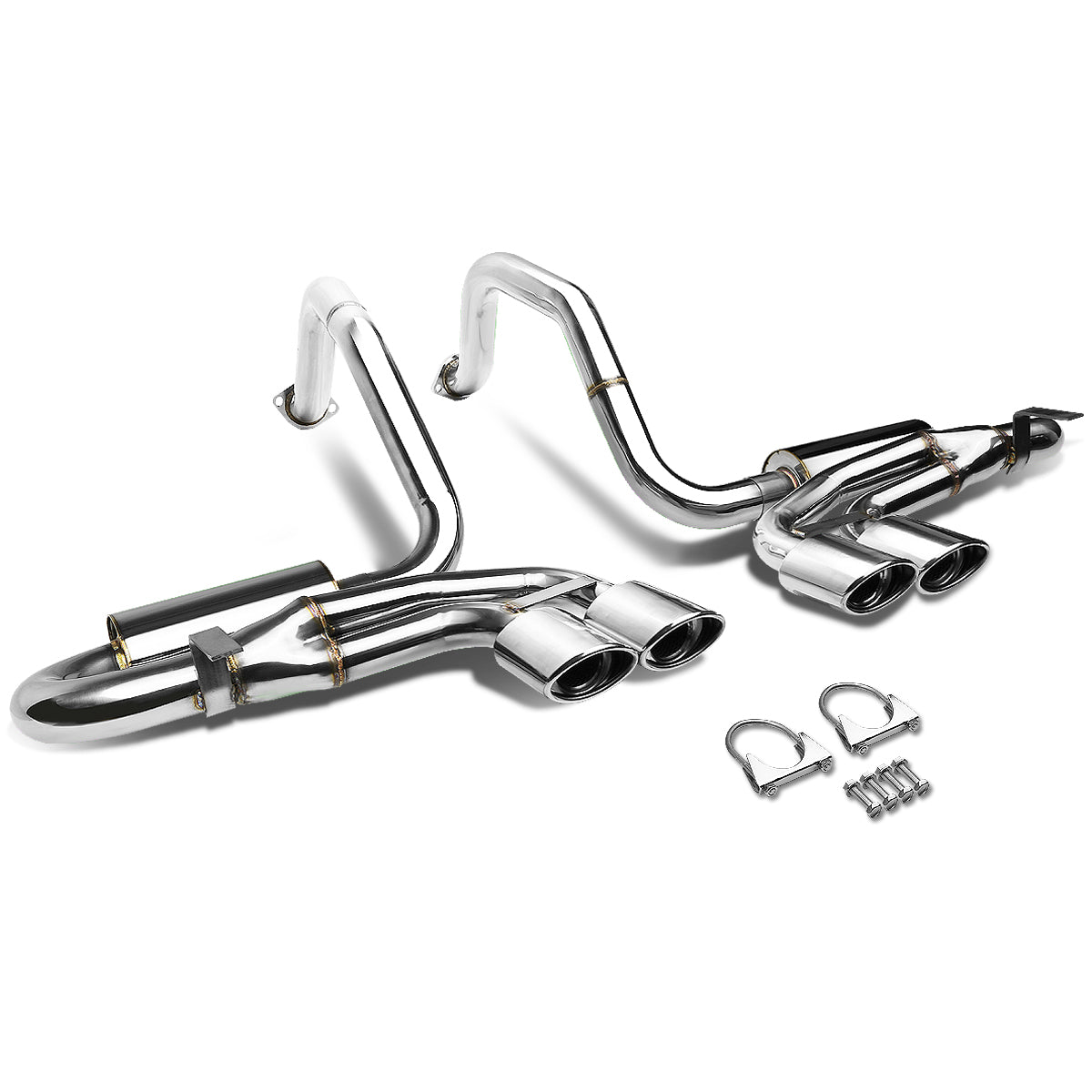 TUBERIA CATBACK CATBACK - 97-04 CHEVY CORVETTE C5 5.7L - QUAD OVEAL ROLLED TIP - STAINLESS STEEL
