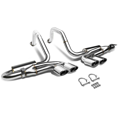 TUBERIA CATBACK CATBACK - 97-04 CHEVY CORVETTE C5 5.7L - QUAD OVEAL ROLLED TIP - STAINLESS STEEL