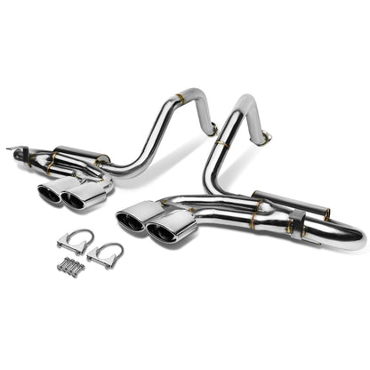 TUBERIA CATBACK CATBACK - 97-04 CHEVY CORVETTE C5 5.7L - QUAD OVEAL ROLLED TIP - STAINLESS STEEL