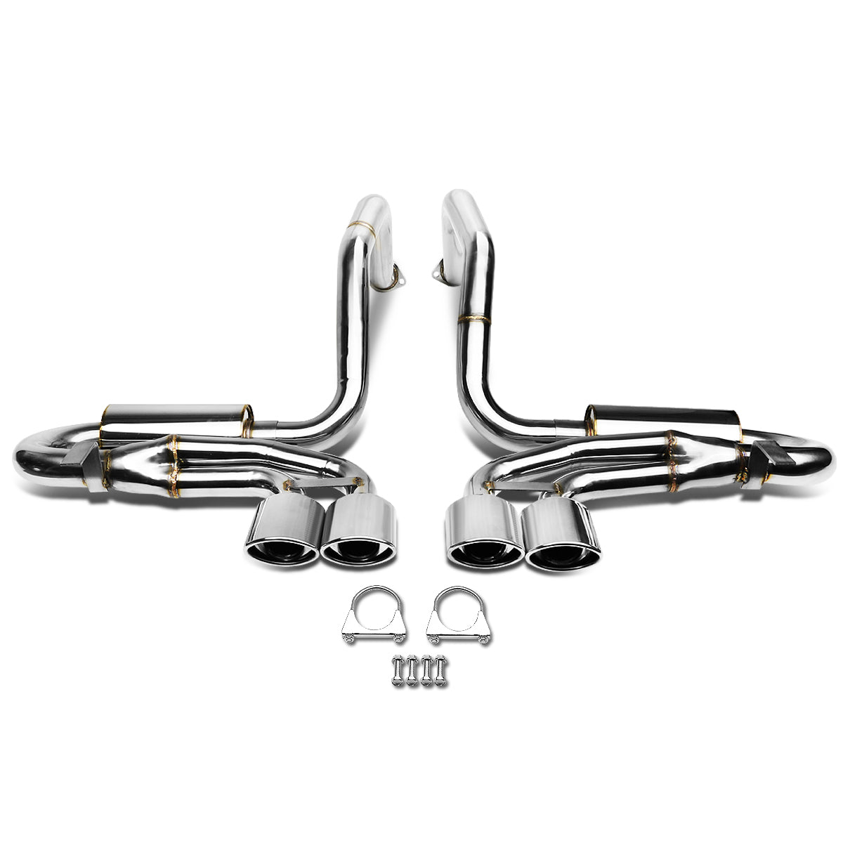TUBERIA CATBACK CATBACK - 97-04 CHEVY CORVETTE C5 5.7L - QUAD OVEAL ROLLED TIP - STAINLESS STEEL