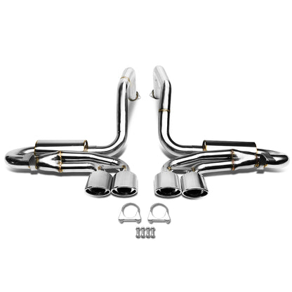 TUBERIA CATBACK CATBACK - 97-04 CHEVY CORVETTE C5 5.7L - QUAD OVEAL ROLLED TIP - STAINLESS STEEL