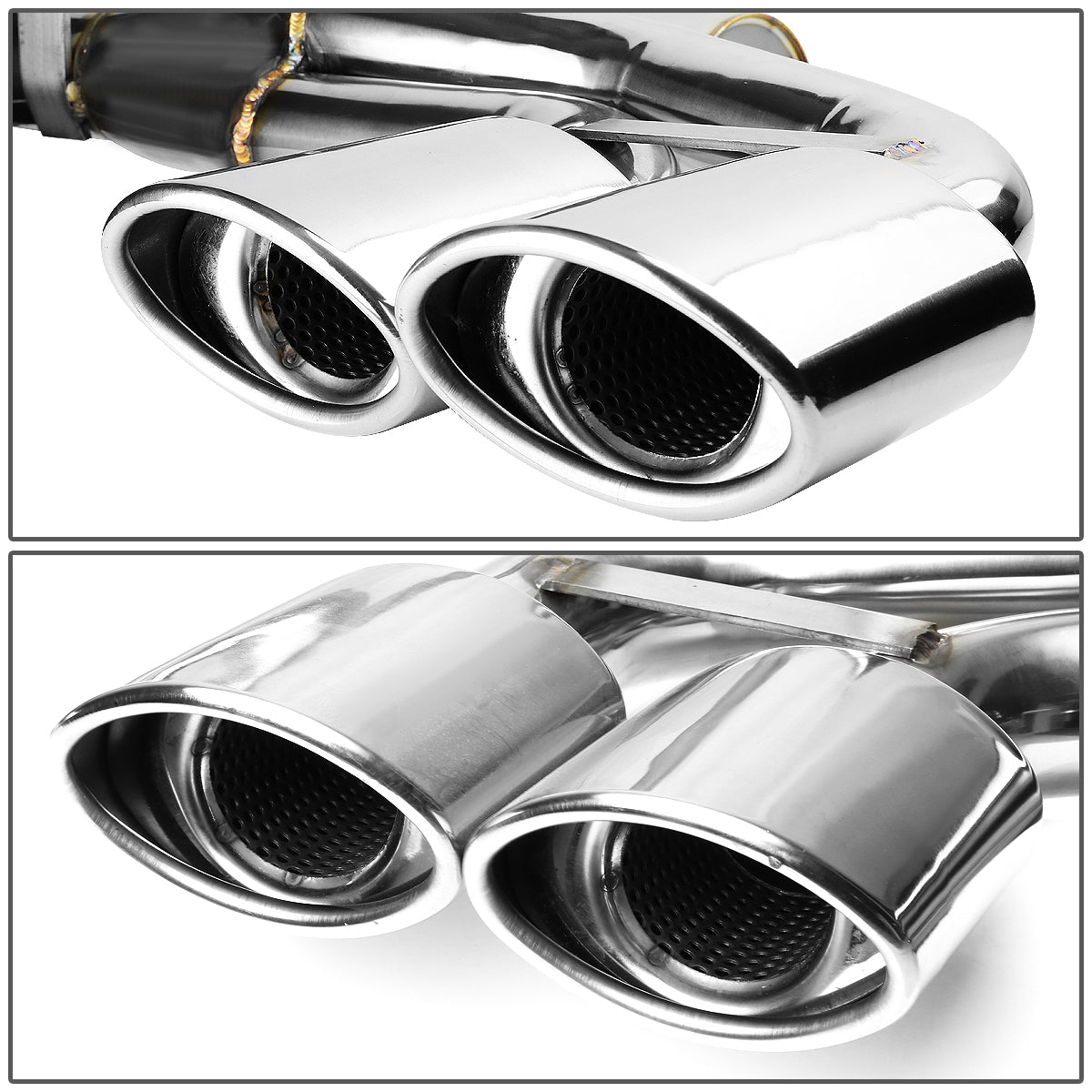 TUBERIA CATBACK CATBACK - 97-04 CHEVY CORVETTE C5 5.7L - QUAD OVEAL ROLLED TIP - STAINLESS STEEL