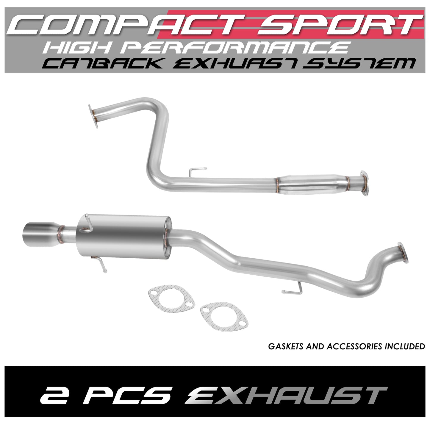 TUBERIA CATBACK CATBACK - 05-10 CHEVY COBALT / 07-10 PONTIAC G5 2.2L - SINGLE ROLLED TIP - STAINLESS STEEL
