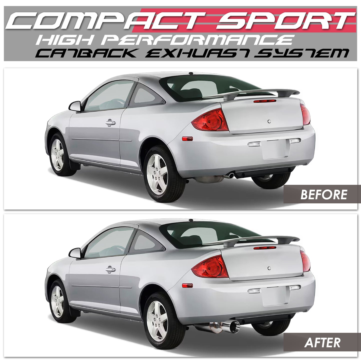 TUBERIA CATBACK CATBACK - 05-10 CHEVY COBALT / 07-10 PONTIAC G5 2.2L - SINGLE ROLLED TIP - STAINLESS STEEL