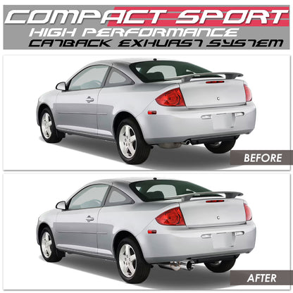 TUBERIA CATBACK CATBACK - 05-10 CHEVY COBALT / 07-10 PONTIAC G5 2.2L - SINGLE ROLLED TIP - STAINLESS STEEL