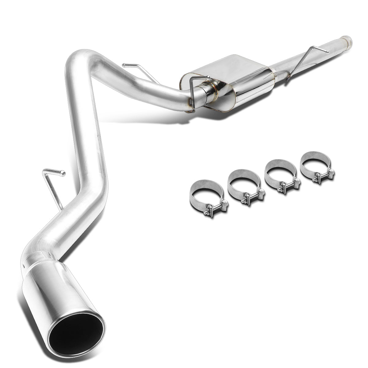 TUBERIA CATBACK CATBACK - 07-13 CHEVY SILVERADO / GMC SIERRA STANDARD CAB LONG BED 4.3L / 4.8L / 5.3L / 6.0L - SINGLE TIP - STAINLESS STEEL