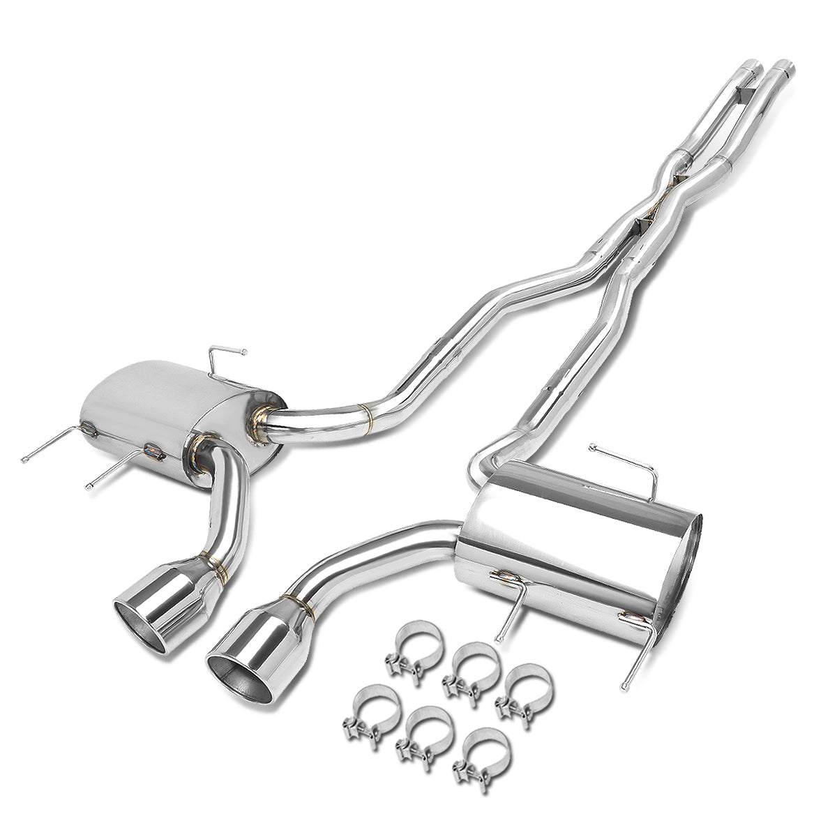 TUBERIA CATBACK CATBACK - 09-11 CADILLAC CTS-V RWD A/T M/T 6.2L - DUAL ROLLED TIP - STAINLESS STEEL
