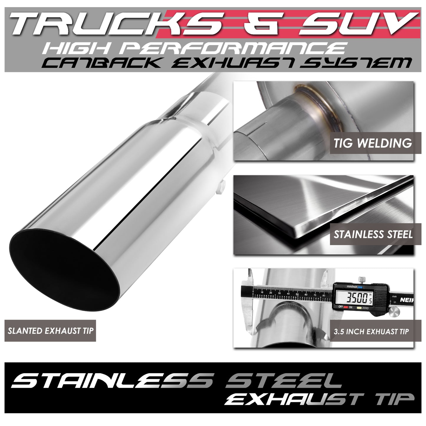TUBERIA CATBACK CATBACK - 09-17 DODGE RAM 1500 / 10-17 DODGE RAM 2500 , 3500 4.7L / 5.7L V8 - SINGLE TIP - STAINLESS STEEL