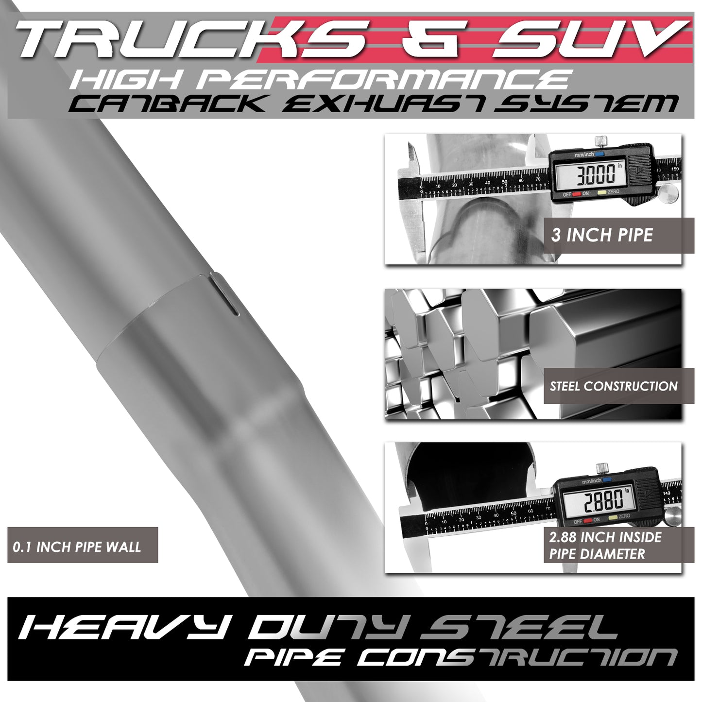 TUBERIA CATBACK CATBACK - 09-17 DODGE RAM 1500 / 10-17 DODGE RAM 2500 , 3500 4.7L / 5.7L V8 - SINGLE TIP - STAINLESS STEEL