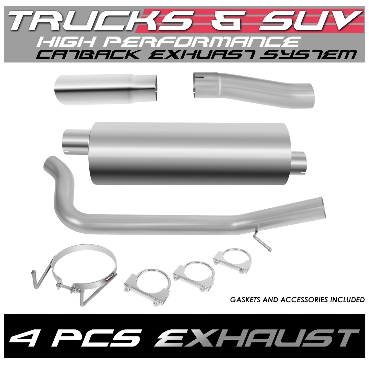 TUBERIA CATBACK CATBACK - 09-17 DODGE RAM 1500 / 10-17 DODGE RAM 2500 , 3500 4.7L / 5.7L V8 - SINGLE TIP - STAINLESS STEEL