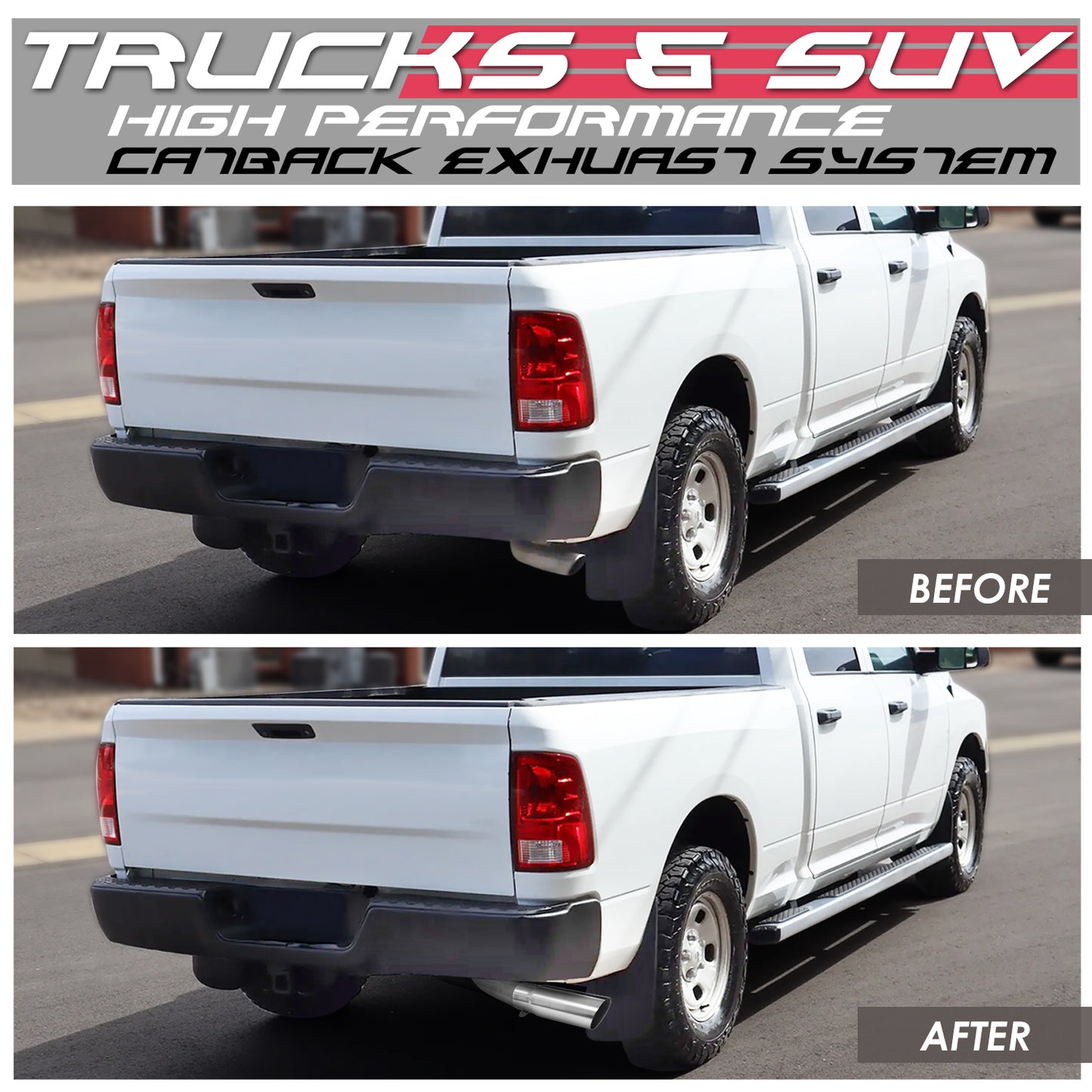 TUBERIA CATBACK CATBACK - 09-17 DODGE RAM 1500 / 10-17 DODGE RAM 2500 , 3500 4.7L / 5.7L V8 - SINGLE TIP - STAINLESS STEEL