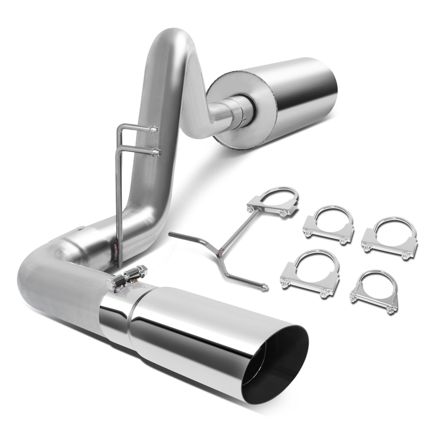 TUBERIA CATBACK CATBACK - 98-01 DODGE RAM 1500, 2500, 3500 - STANDARD / EXTENDED CAB 3.9L / 5.2L / 5.9L - SINGLE TIP - STAINLESS STEEL