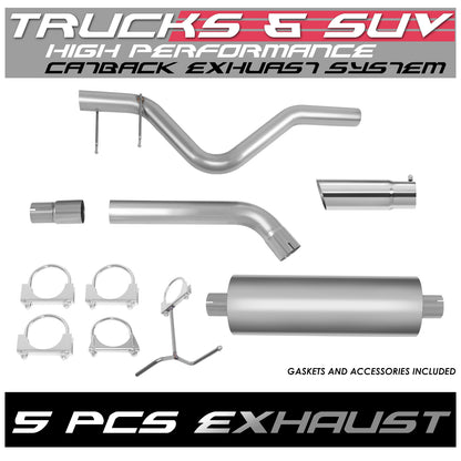 TUBERIA CATBACK CATBACK - 98-01 DODGE RAM 1500, 2500, 3500 - STANDARD / EXTENDED CAB 3.9L / 5.2L / 5.9L - SINGLE TIP - STAINLESS STEEL