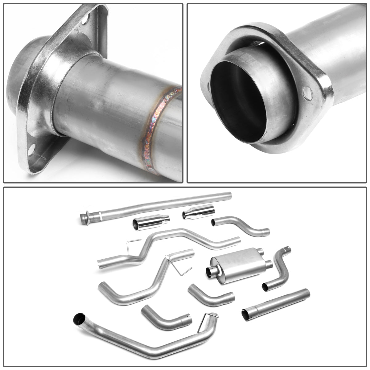 TUBERIA CATBACK CATBACK - 15-19 FORD F-150 2.7 3.5 5.0 ENGINES - FITS ALL CABS & BED LENGTHS EXCEPT STANDARD CABS WITH 6.5' BEDS - DUAL TIP - STAINLESS STEEL