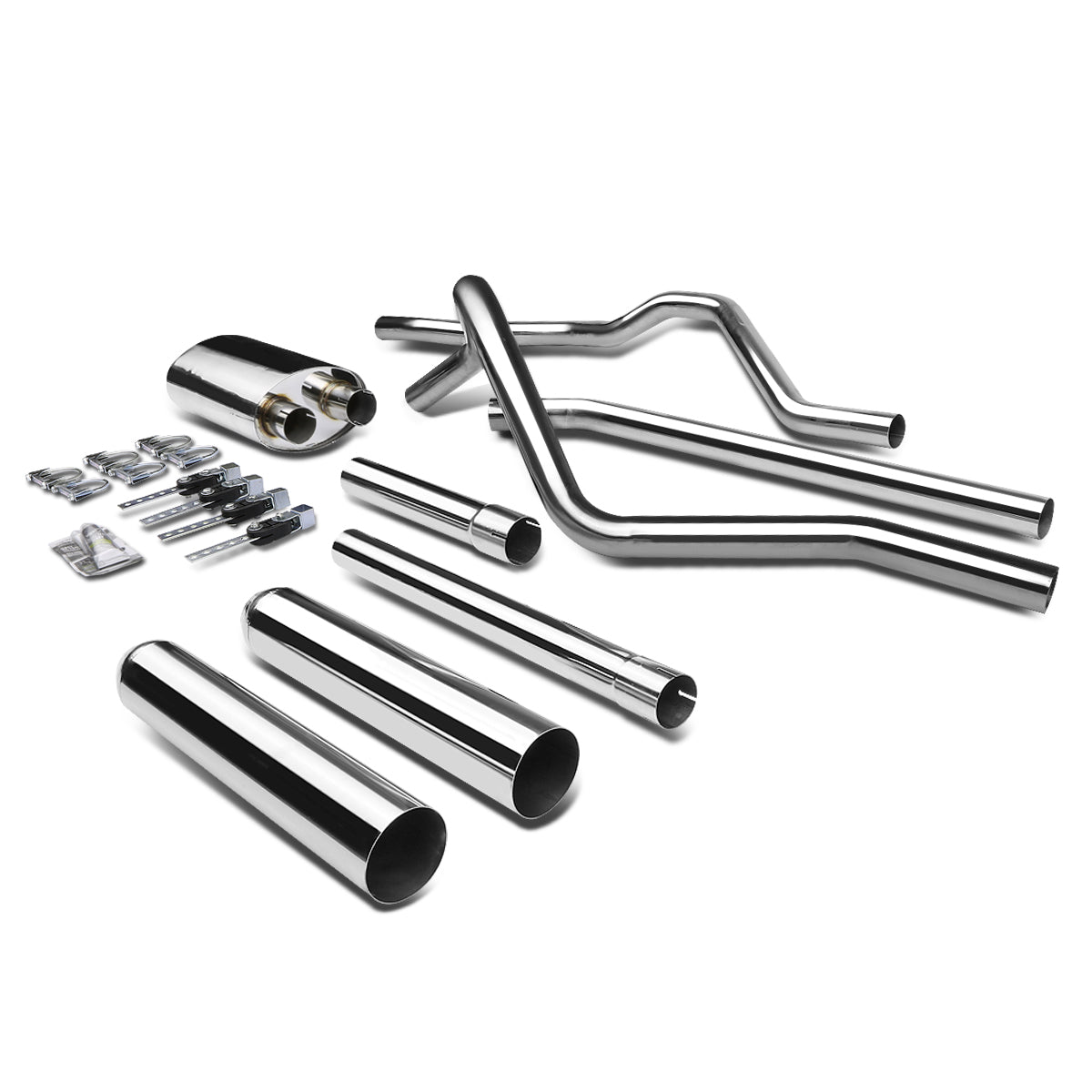 TUBERIA CATBACK CATBACK - 04-08 FORD F-150 4.6L / 5.4L V8 - TYPE-1 - DUAL TIP - STAINLESS STEEL