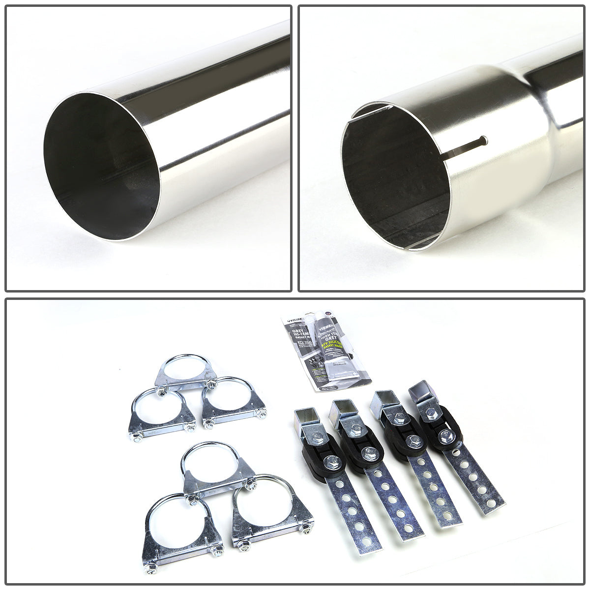 TUBERIA CATBACK CATBACK - 04-08 FORD F-150 4.6L / 5.4L V8 - TYPE-1 - DUAL BURNT TIP - STAINLESS STEEL