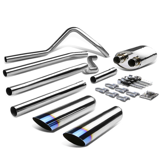 TUBERIA CATBACK CATBACK - 04-10 FORD F-150 4.6L/ 5.4L V8 - EXTENDED/CREW CAB - TYPE-2 - DUAL BURNT TIP - STAINLESS STEEL
