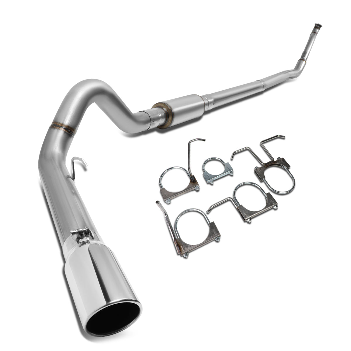 TUBERIA CATBACK CATBACK - 94-96 FORD F-250 7.3L TURBO DIESEL / 94-97 FORD F-350 7.3L TURBO DIESEL - SINGLE TIP - STAINLESS STEEL