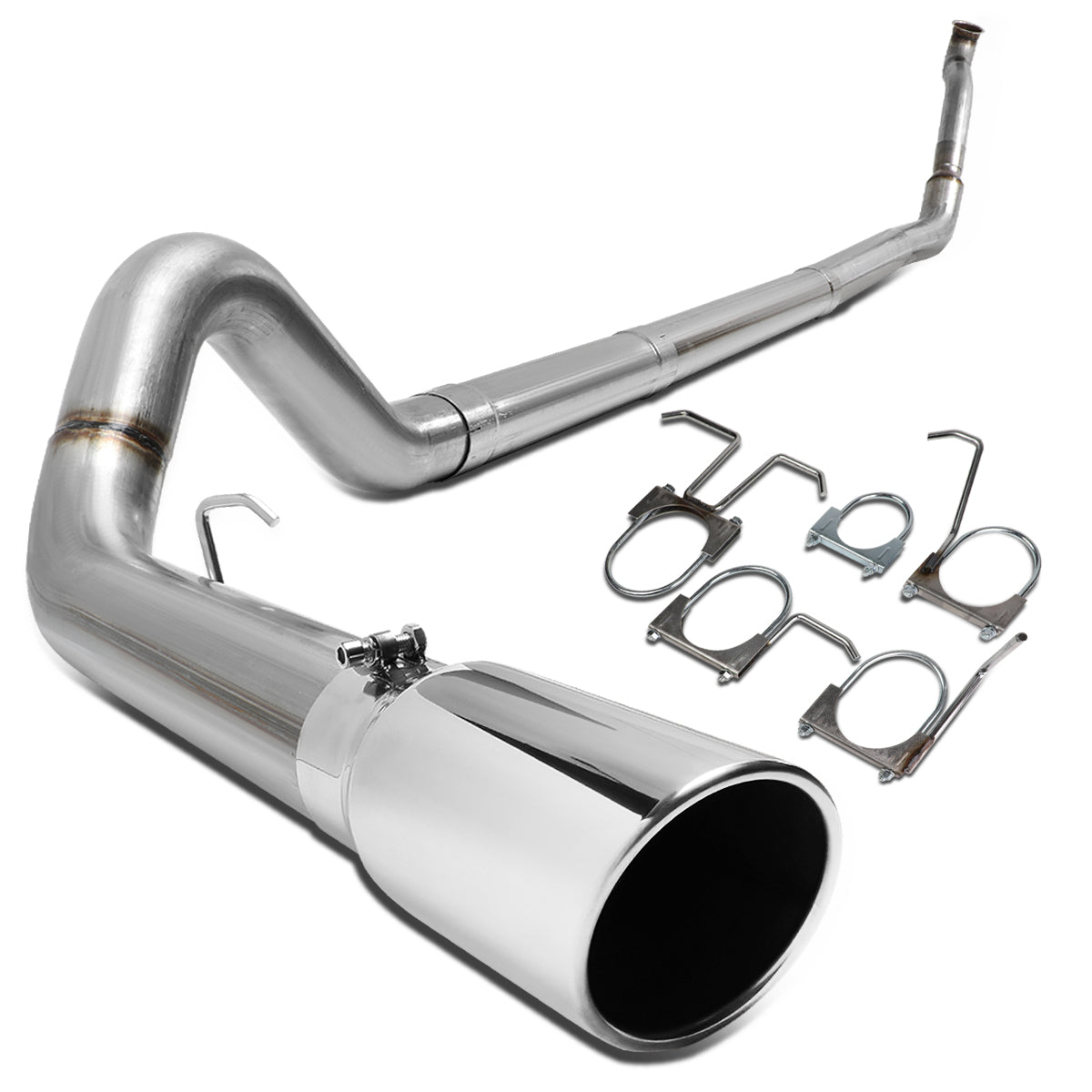 TUBERIA CATBACK CATBACK - 94-96 FORD F-250 7.3L TURBO DIESEL / 94-97 FORD F-350 7.3L TURBO DIESEL - SINGLE TIP - STRAIGHT PIPE - STAINLESS STEEL