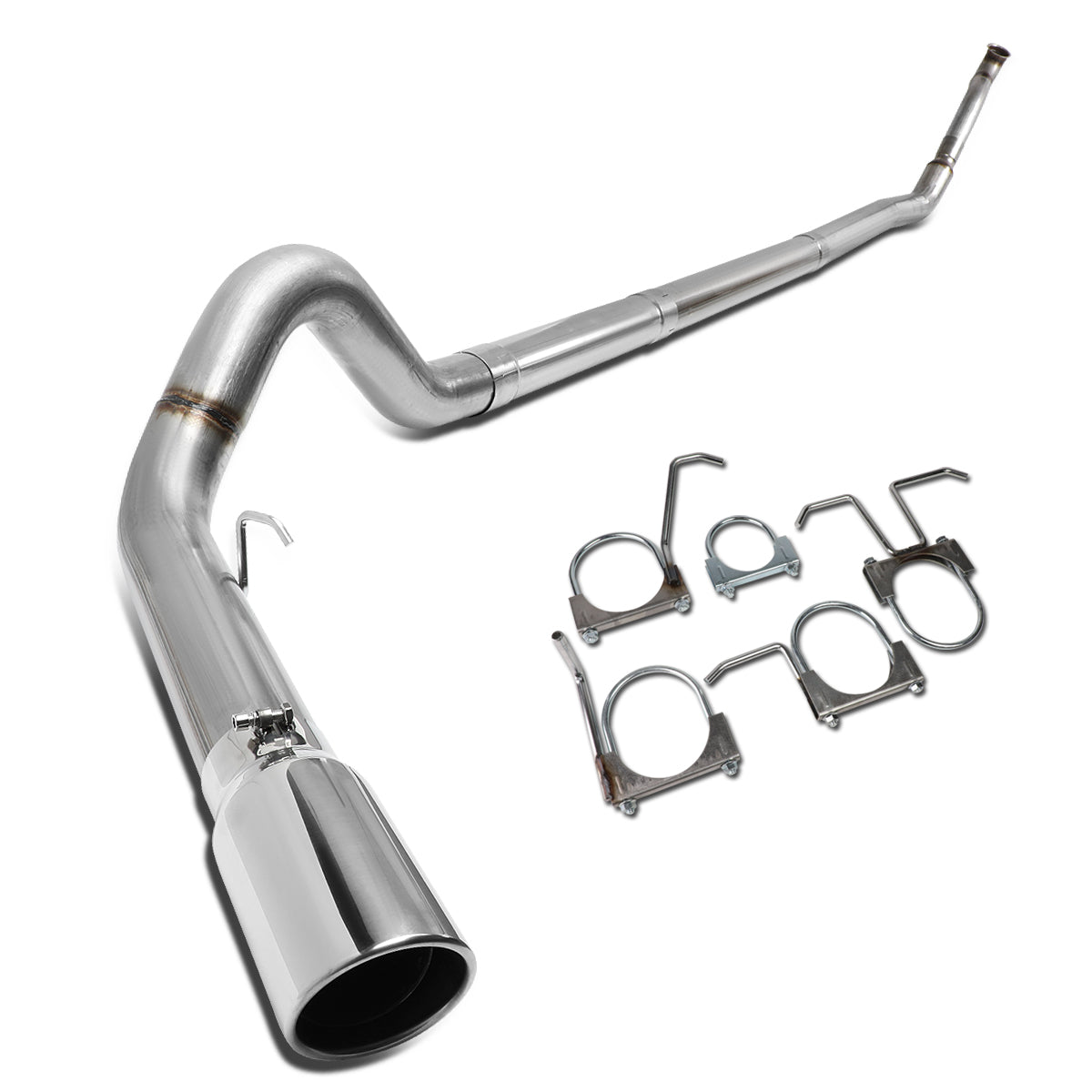 TUBERIA CATBACK CATBACK - 94-96 FORD F-250 7.3L TURBO DIESEL / 94-97 FORD F-350 7.3L TURBO DIESEL - SINGLE TIP - STRAIGHT PIPE - STAINLESS STEEL