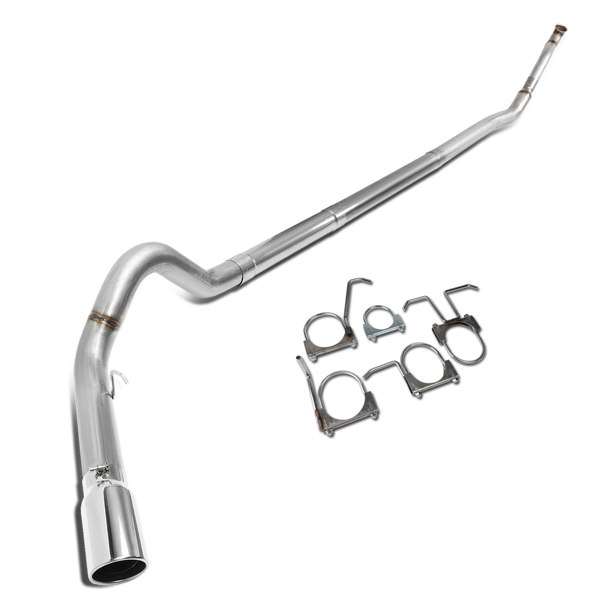 TUBERIA CATBACK CATBACK - 94-96 FORD F-250 7.3L TURBO DIESEL / 94-97 FORD F-350 7.3L TURBO DIESEL - SINGLE TIP - STRAIGHT PIPE - STAINLESS STEEL