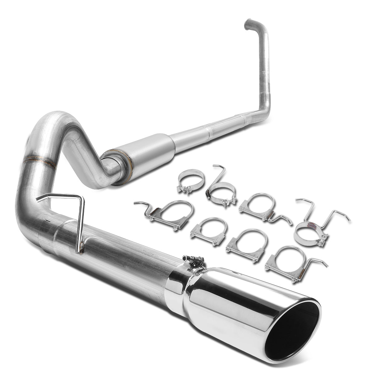 TUBERIA CATBACK CATBACK - 03-07 FORD F-250 6.0L TURBO DIESEL / 03-07 FORD F-350 6.0L TURBO DIESEL - SINGLE TIP - STAINLESS STEEL