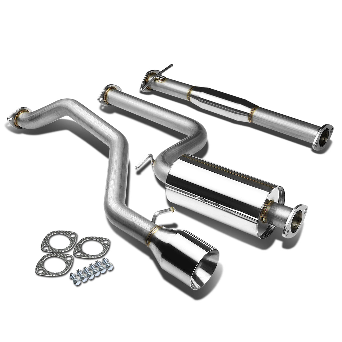 TUBERIA CATBACK CATBACK - 00-04 FORD FOCUS - ROLLED TIP - STAINLESS STEEL