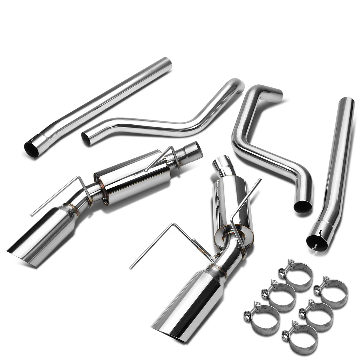 TUBERIA CATBACK CATBACK - 05-09 FORD MUSTANG 4.6L V8 - DUAL TIP - STAINLESS STEEL