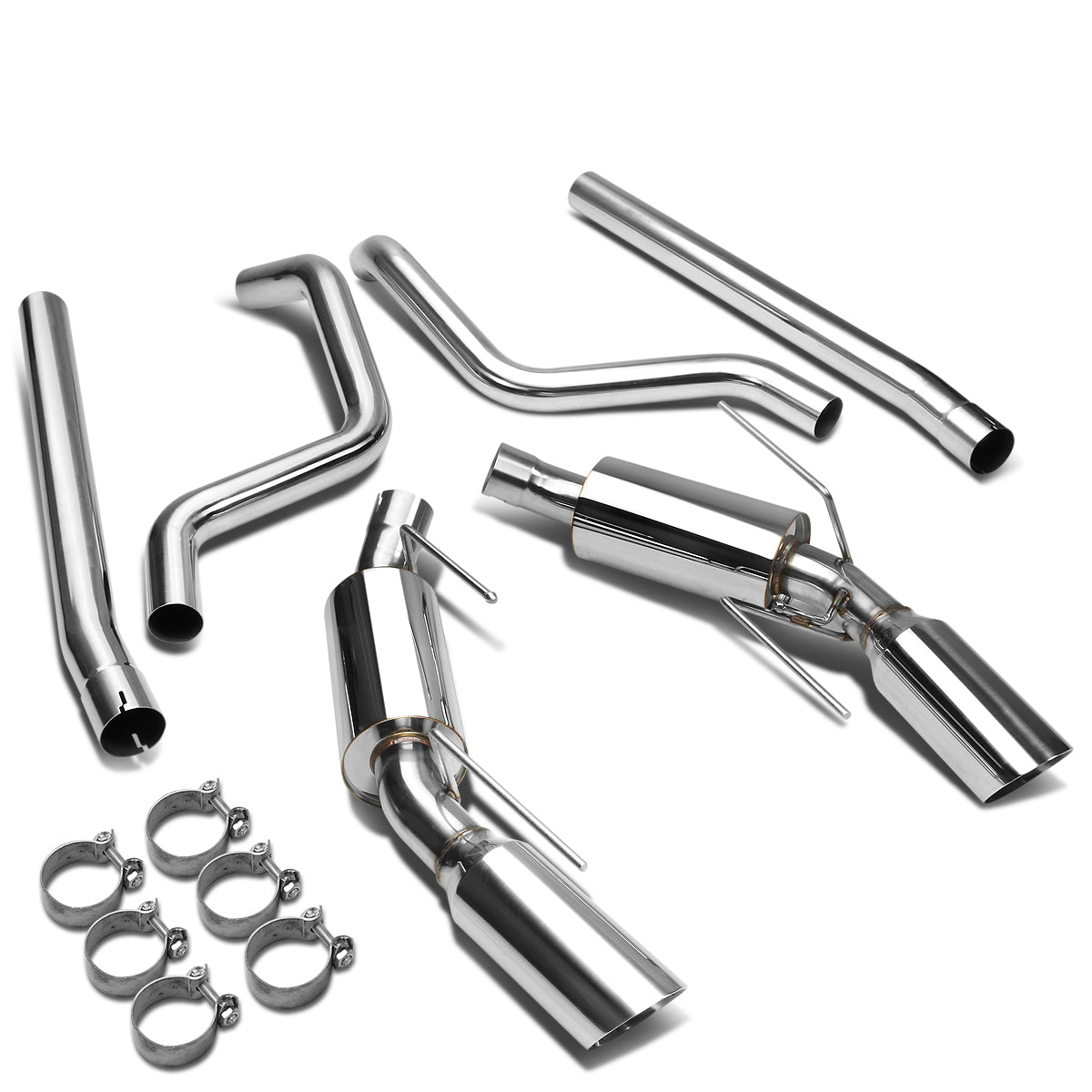 TUBERIA CATBACK CATBACK - 05-09 FORD MUSTANG 4.6L V8 - DUAL TIP - STAINLESS STEEL