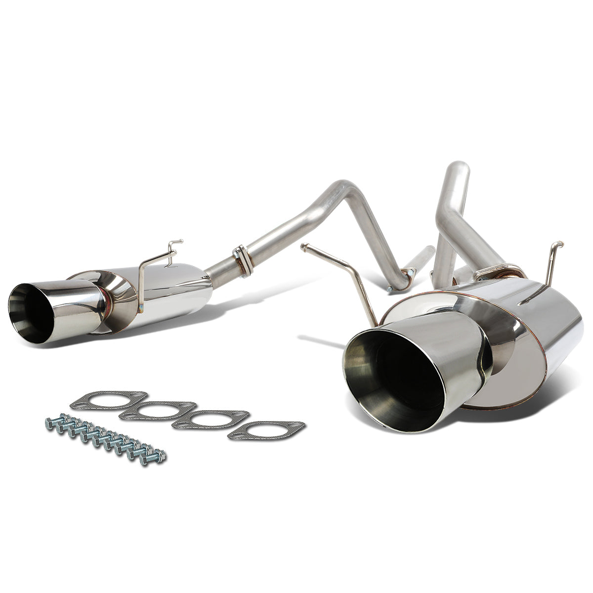TUBERIA CATBACK CATBACK - 11-14 FORD MUSTANG 3.7L V6 - DUAL ROLLED TIP - STAINLESS STEEL