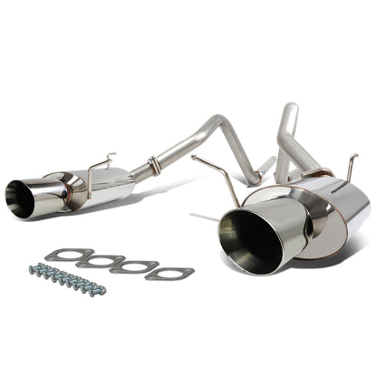 TUBERIA CATBACK CATBACK - 11-14 FORD MUSTANG 3.7L V6 - DUAL ROLLED TIP - STAINLESS STEEL