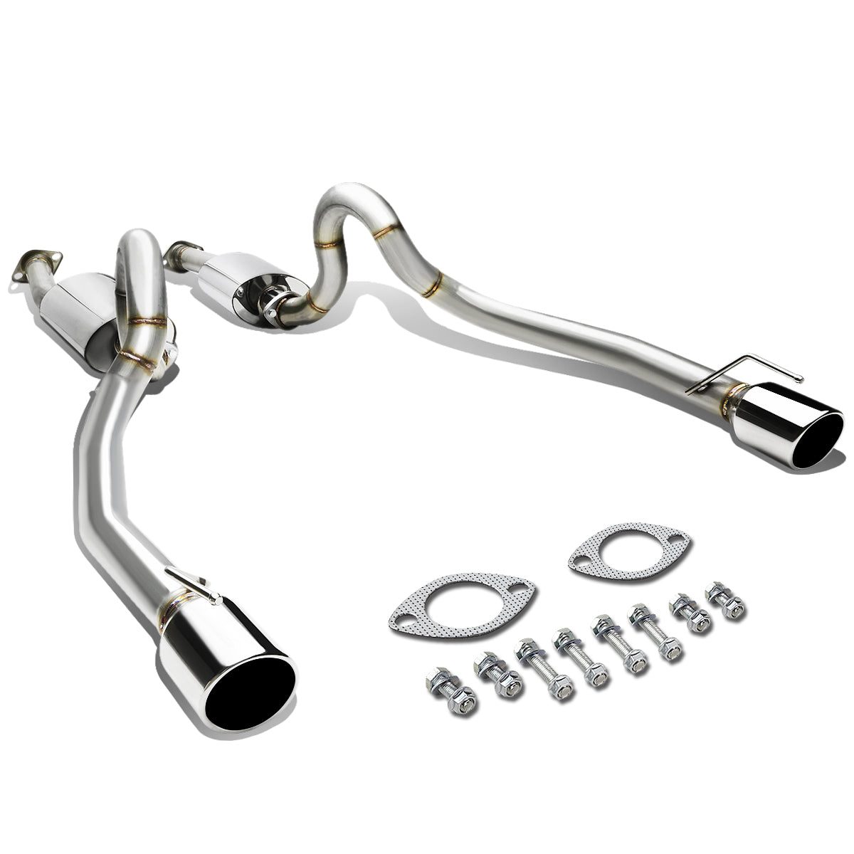 TUBERIA CATBACK CATBACK - 96-04 FORD MUSTANG V8 - DUAL ROUND TIP - STAINLESS STEEL